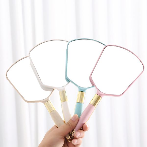 

cute pink makeup vanity mirror vintage mirrors with handle women round hand hold cosmetic mirrors high definition portable mirror bh2583 tqq