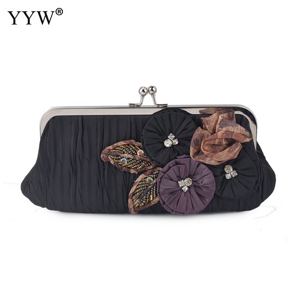 

beaded silk evening party clutch bag european style handbag with chain vinatge floral dumplings bag ladies female clutches purse