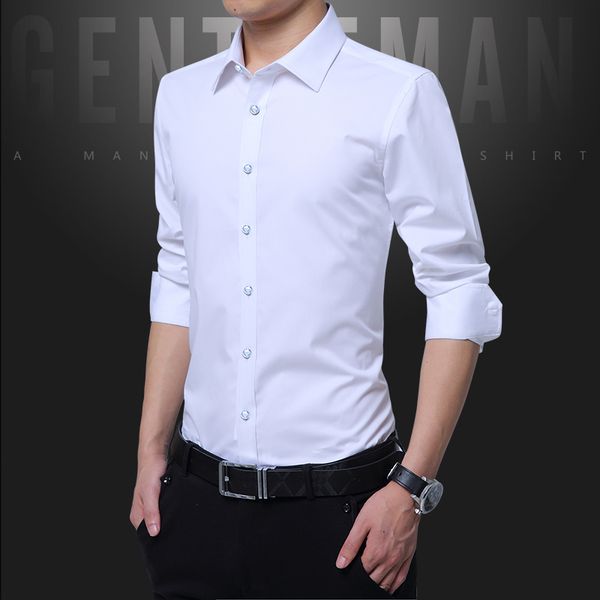 

pure color formal men's long sleeve shirts slim fit male dress shirt multi color choice fashion comfort elegant men, White;black