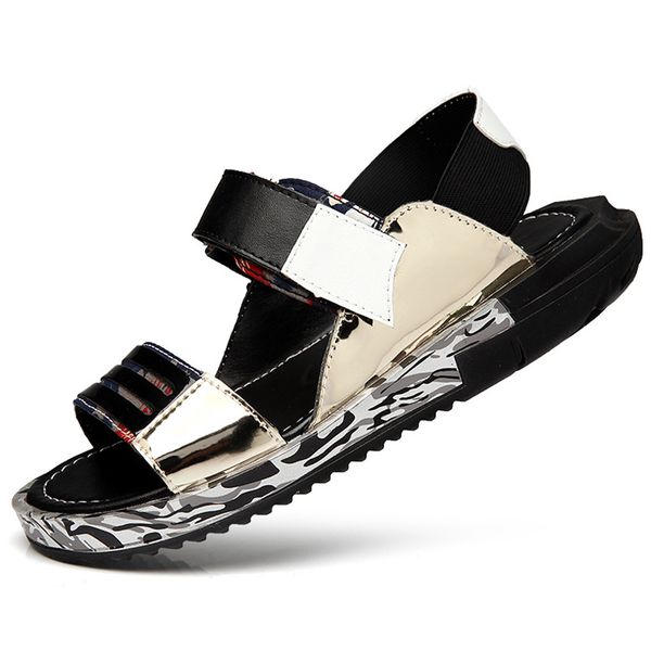 

summer outdoor men sandals new mens sneakers flat men sandal ankle-wrap youth beach sandals rubber sole casual shoes, Black