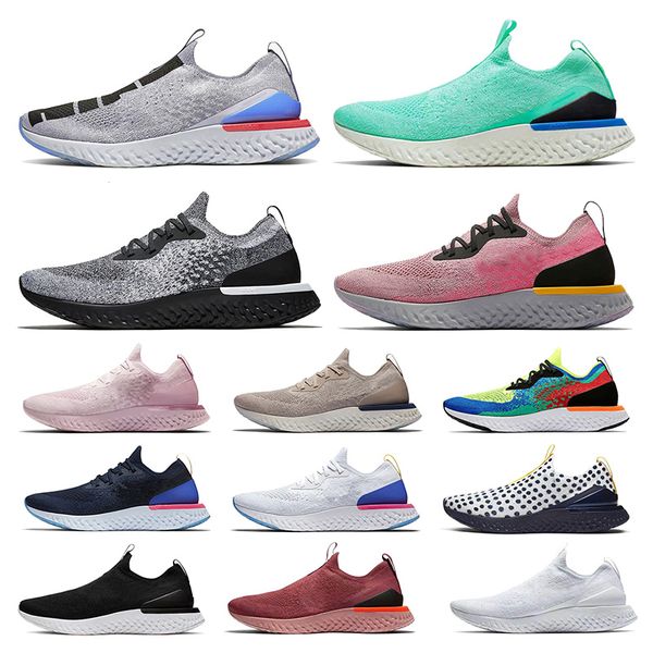 

breathable soft epic react fly knit 2020 new womens mens running shoes royal green all white sea mist blue pewter trainers sports sneakers