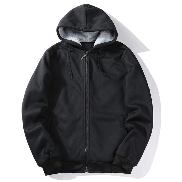 

fashion male sweatshirt designed hoodie solid color solid color full sleeve eu /us size men's hoodies zipper with pocket men, Black