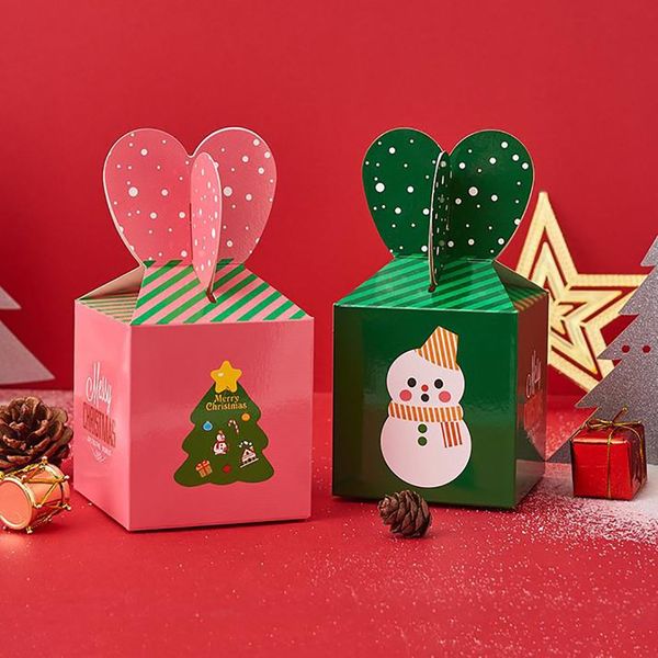 

paper christmas eve apple box santa claus christmas tree pattern kids candy dessert holder gift wrap party supplies