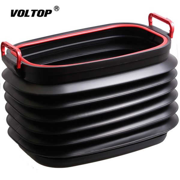 

37l car stowing tidying storage box consolidation folding car trunk organizer bucket trash can with lid