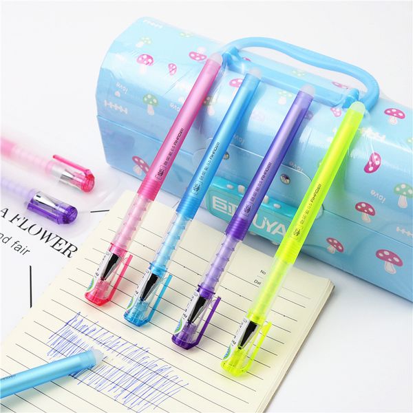 

cute soft holder erasable gel pen 0.5mm blue ink school pens student stationery