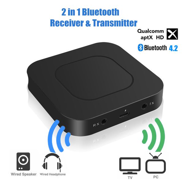 

2 in 1 bluetooth car kit v4.2 transmitter receiver wireless a2dp 3.5mm stereo audio music adapter with aptx low latency