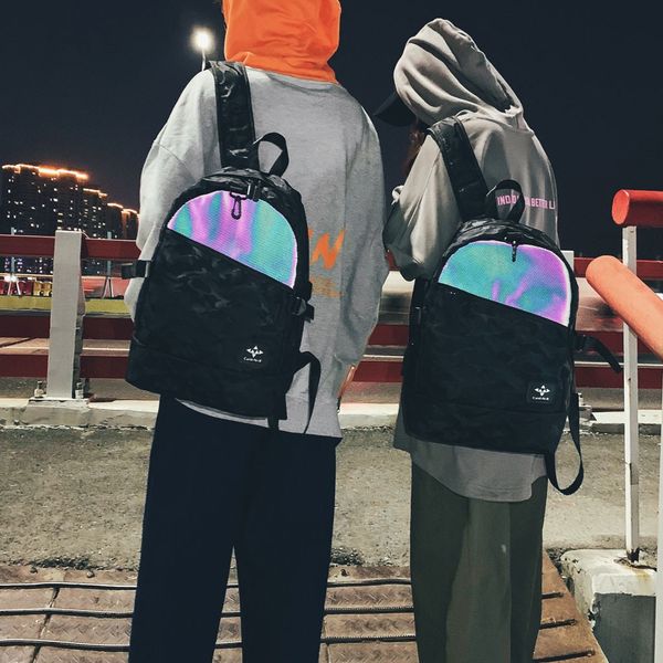 

new arrival rucksack portable backpack men's fashion travel student bag reflective sports backpack trave bag mochila feminina