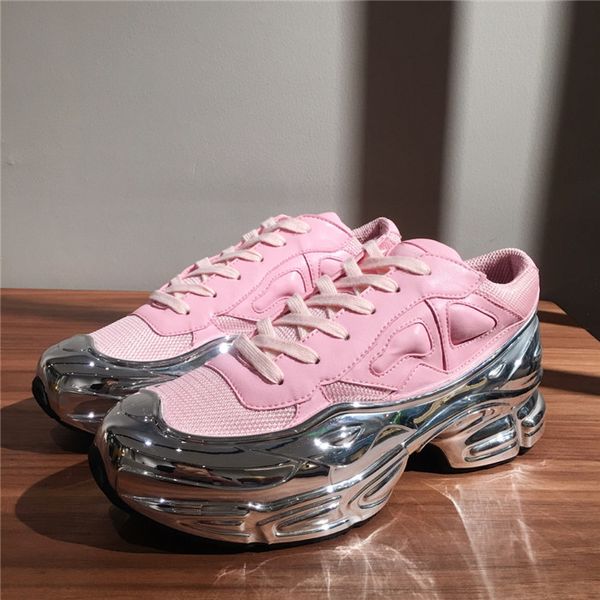 

fashion men oversized sneakers transparent sole lightweight ozweego women tennis casual flat trainers low raf simons sneakers c13, Black