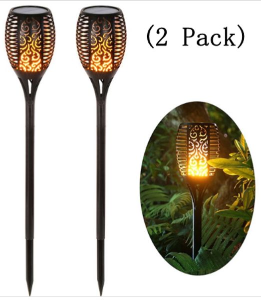 

2 pack led solar flame flickering lawn lamp torch light 96 led dancing flame lights waterproof outdoor garden landscape decoration lamps