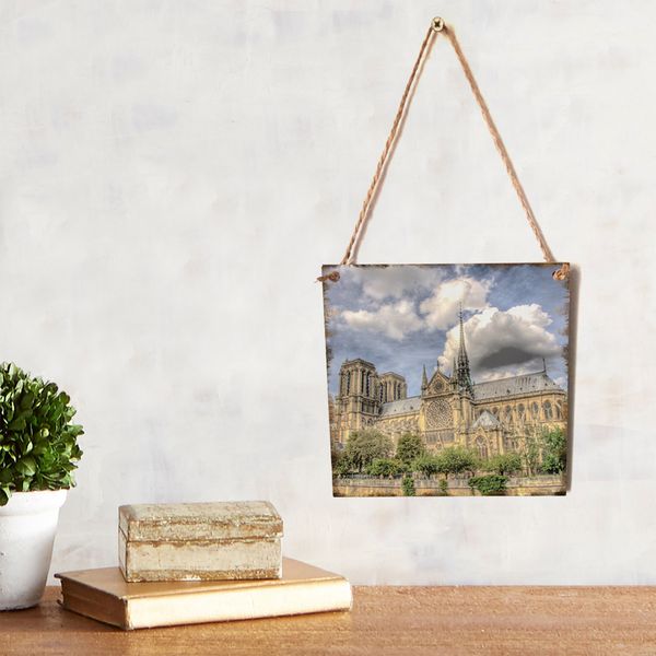 

diy wooden notre dame decoration wall painting hanging ornament handcraft home decor plaques & signs decoration