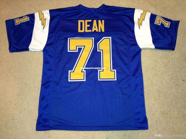 

retro custom sewn stitched #71 fred dean blue mitchell & ness jersey s-5xl,6xl men's football jerseys rugby, Black;blue