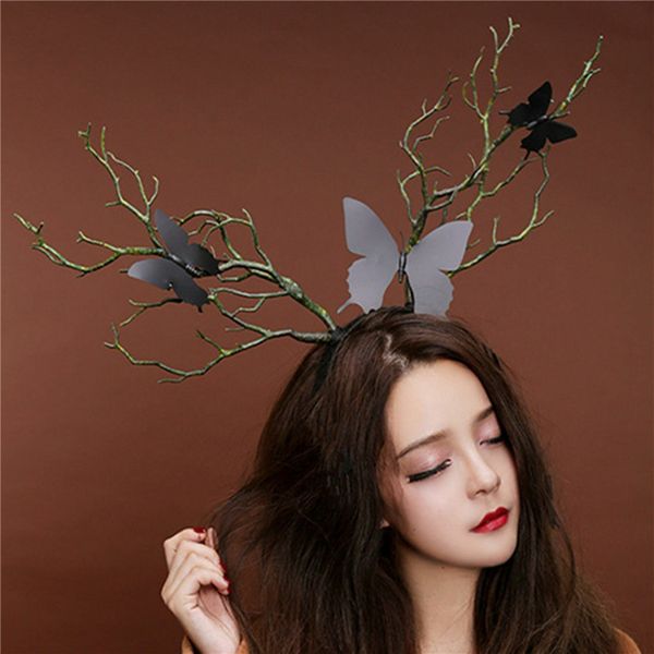 

long antlers tree branches horns hat hair headband cosplay party fancy dress new cosplay halloween x-mas accessories