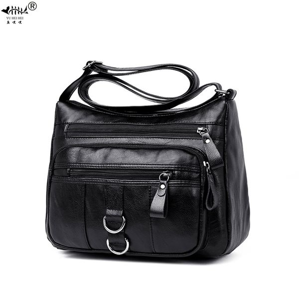 

women fashion vintage soft bag washed pu leather shoulder bags black crossbody bag ladies purse handbag small softbag ship