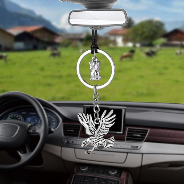 Car Pendant Eagle With Owl In The Car Ornaments Interior Rearview Mirror Decoration Hanging Decor Family Gifts Accessories Sports Car Interiors Stuff