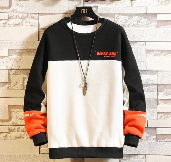 

panelled sweatshirts male clothing mens designer crew neck hoodies letter print hooded pullovers long sleeve multi color, Black