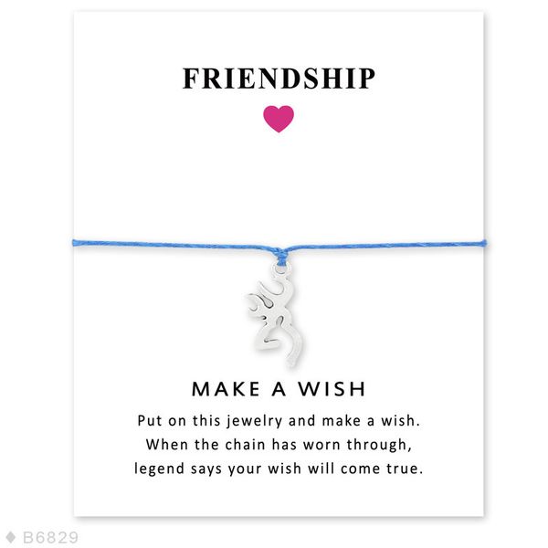 

girls adjustable ftiendship statement jewelry with card make a silver elk deer antlers charm bracelets for women, Golden;silver