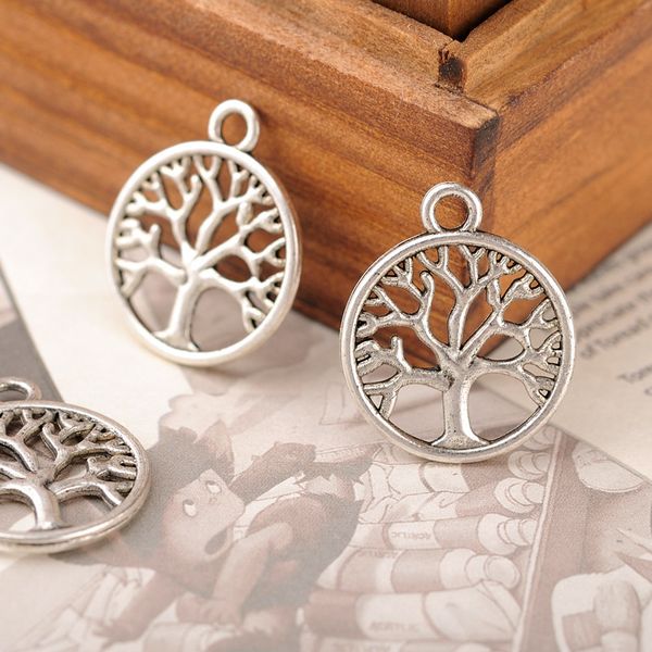 

mrhuang 30pcs/pack antique bronze and silver tree of the life plant charms pendant diy bracelets necklace jewelry accessories, Bronze;silver