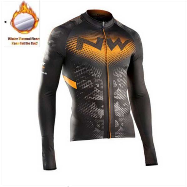 

nw 2020 pro men's cycling jersey winter long bike bicycle thermal fleece ropa roupa de ciclismo invierno hombre mtb clothing, Black