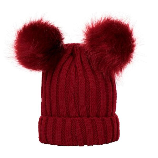 

sleeper #p501 fashion baby boys girls winter solid color knit hat beanie hairball warm cap simple design daily ing