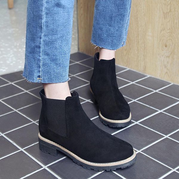 

spring and winter explosions flat spring elastic suede matching wild high-boots women shoes size 35-43 botas mujer, Black