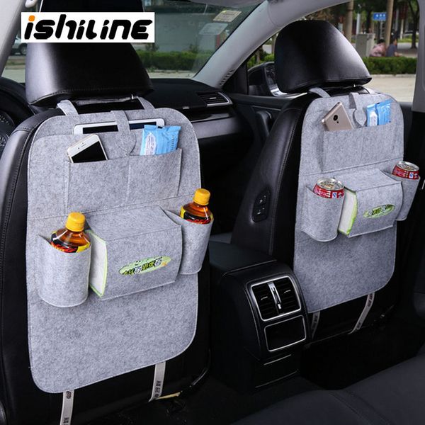 

wool felt universal car back seat storage organizer multi-pocket travel storage bag auto trash holder pouch auto accessories