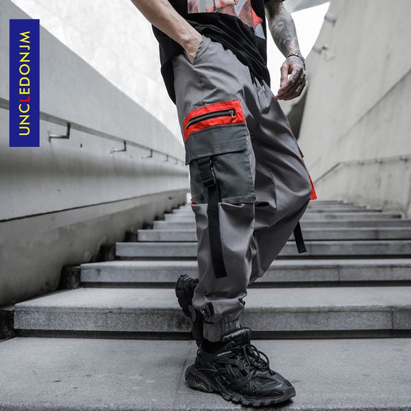

uncledonjm 2020 japanese side pocket cargo harem pants mens casual jogger streetwear hip hop streetwear trousers male pants k606, Black