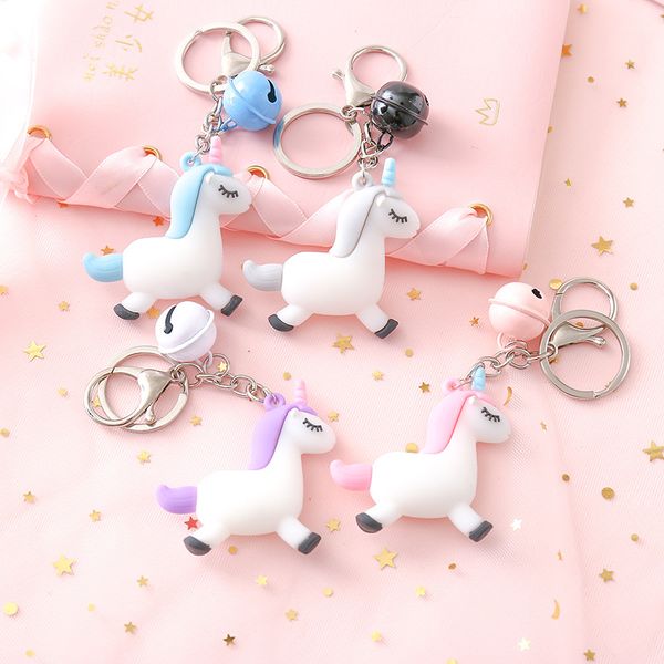 

fashion cute fairy unicorn series keychain cartoon couple bag decoration pendant horse keychain alloy key ring girl gift jewelry, Silver