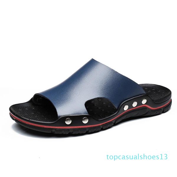 

2020 summer slippers men sandals slip-on pu slippers mens shoes male soft bottom sandals rubber tide shoes #4.21 t13, Black