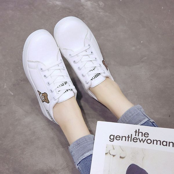 

small white shoes female spring 2019 new korean leisure shoes flat bottom 100 sets of student leather female board one substitute hair, Black
