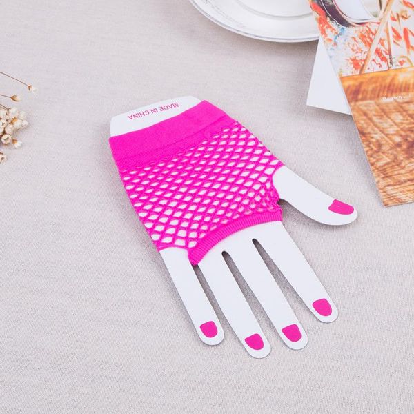Ladies Fishnet Gloves Short Fingerless Neon Party Dance Womens Glove 1Pair