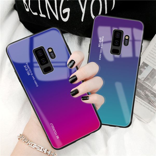 

tempered glass case for samsung galaxy s8 s9 s10 plus s10e 5g a50 a30 a70 j6 a7 a8 2018 note 8 9 10 plus m30 aurora colorful phone cover