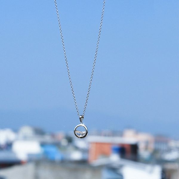 

shiny tiny crystal circle round necklaces for women semi-circle crystal pendants silver color chain necklace jewelry