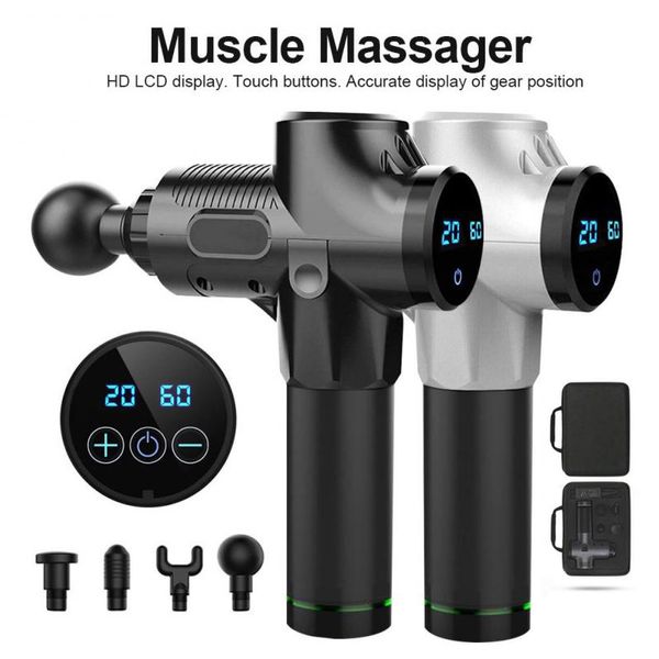 Muscle massageador elétrico Terapia Fascia Massagem Gun funda Vibration Relaxamento Muscular Fitness Equipment 1200-3300r / min dropship com saco