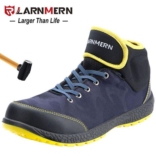 

larnmern mens steel toe safety work boots s1p lightweight breathable anti-smashing anti-puncture anti-static protective, Black
