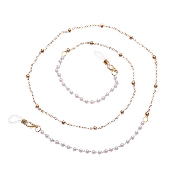 

70cm glasses chain holder for women fashion pearl beads glasses chains silicone eyeglasses cord sunglasses necklace accessories, Silver
