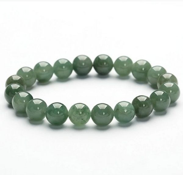 

8mm natural jadeite jade beaded strands a cargo oil green beads round bracelet for men and women, Black