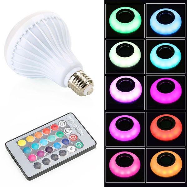 

led wireless bluetooth speaker bulb light music playing lamp remote controller glow party supplies