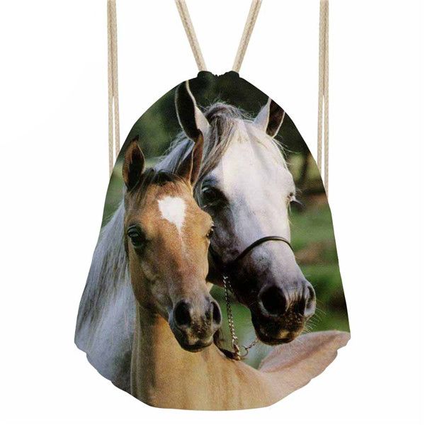 

thikin 3d horse printing women's drawstring bag kids school rucksack sack teenagers fashion packing bags females daypack custom