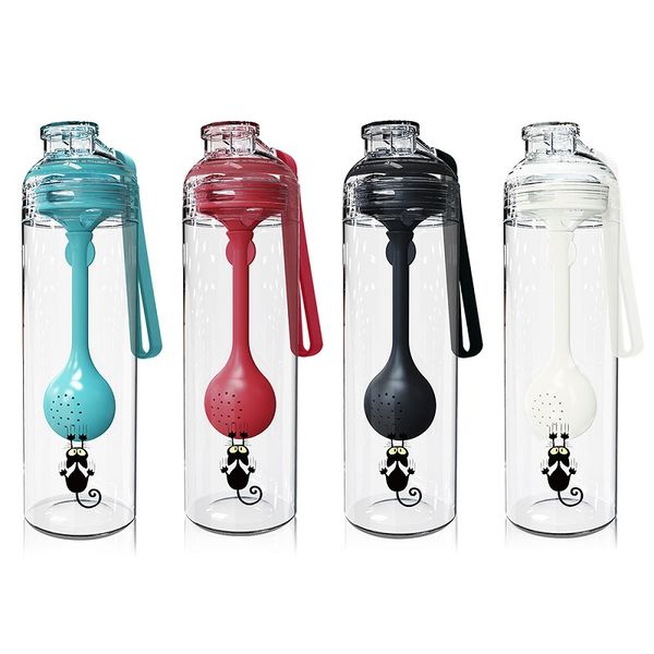 

tea separation bottle with spoon shake cup tea bottles plastic milkshake mixing cup 500ml water bottles with spoons