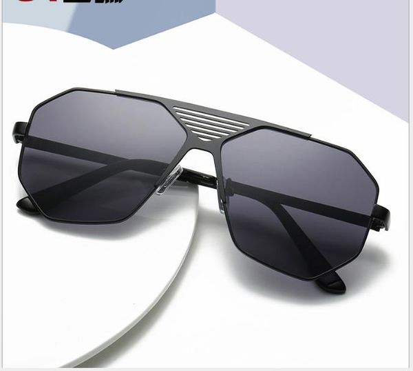 

metal hollow polygon sunglasses european and american round face large frame gradual change fashion sunglasses, White;black