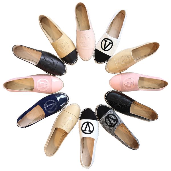 

designer women espadrilles flats shoes womens genuine leather beige black pink canvas espadrilles fashiion luxury with box dustbag eur34-42