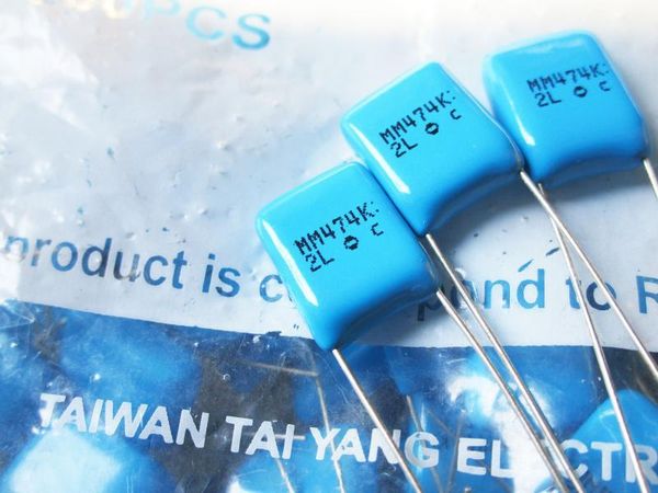 Taiwan TAI YANG capacitores de filme CBB 2L474k 400V 474 0.47uf pés de distância da P10mm