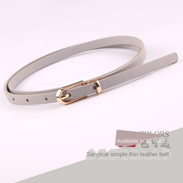 

multicolor decorative pin dress dress with sweater thin belt women's all-match pin buckle pu small belt belt, Black;brown