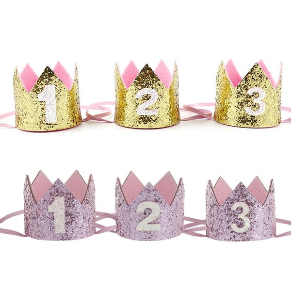 

handmade glitter baby boy girl 1st birthday crown party hat anniversary parties decoration supplies