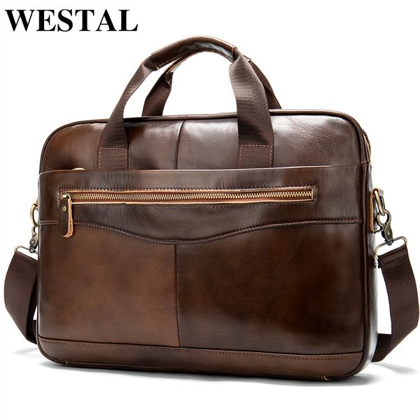 

westal genuine leather messenger bag men shoulder bag casual male briefcases lapmen's computer bussiness totes for men 1118 cj191201