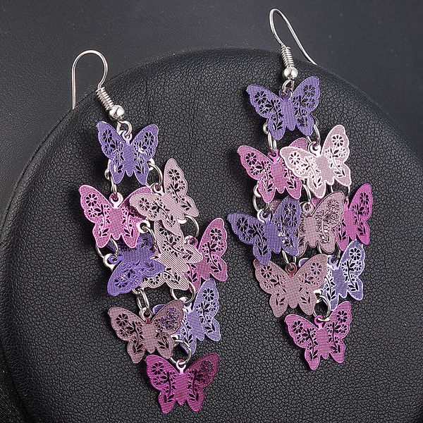 

women unique temperament butterfly dangle drop earring ear hook party jewelry for lady birthday gift accessories decoration, Silver