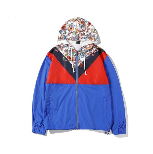 

mens designer jackets autumn brand jacket coats for men windbreaker with floral patterns luxury streetwear mens clothing 2 colors wholesale, Black;brown