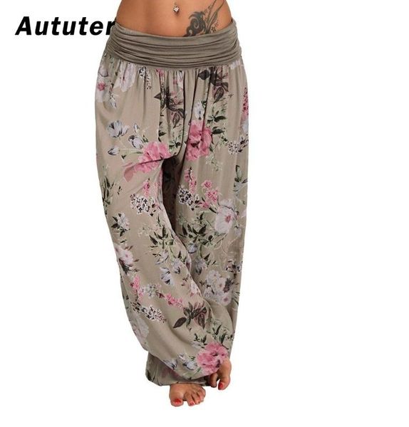 

women's pants & capris 2021 summer beach bohemian women high waist harem plus size vintage loose print bloomers floral trousers women#a, Black;white