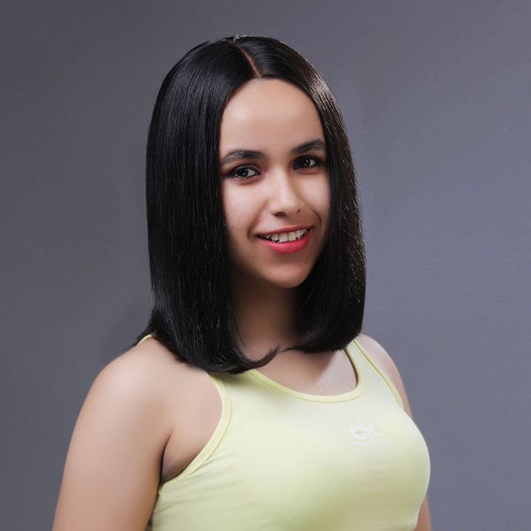 

боб фронта шнурка человеческих волос парики с ребенком волос, pre щипковых бразильский девы волос полный конец прямой короткий боб парик для, Black;brown