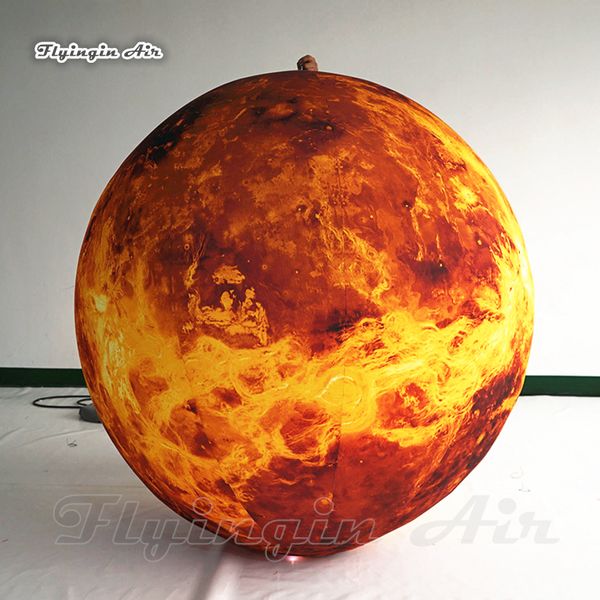 Iluminação solar simulada Iluminação inflável Venus planeta grande bola amarela sopra balão de estrela corporal Celestial para decoração de festa